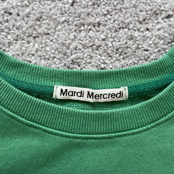 Mardi Mercredi Sweatshirt Womens One Size Green Daisy Graphic Crewneck Pullover - Picture 5 of 14